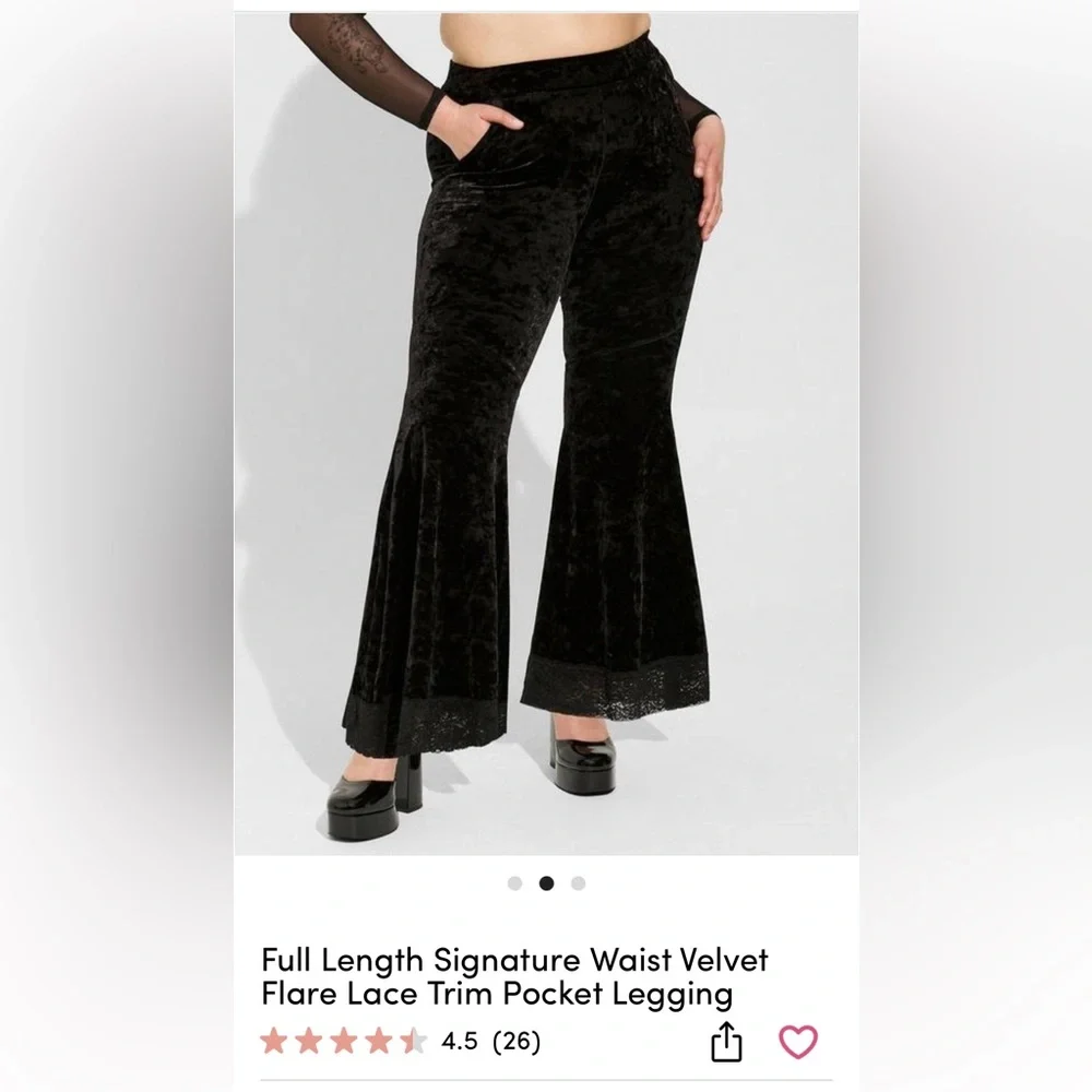 Torrid Black Velvet Flare Pants - Picture 1 of 3